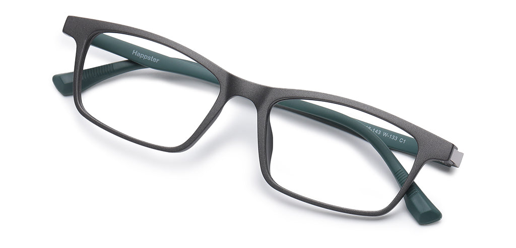 Happster Clipon Unisex Eyeglasses Full Frame Rectangle Medium 50 Ultem SM WX6507