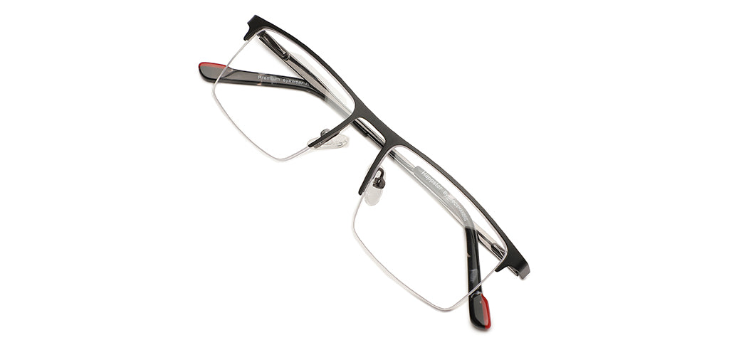Happster Clipon Unisex Eyeglasses Half_Frame Square Large 53 Metal SM XJ5101