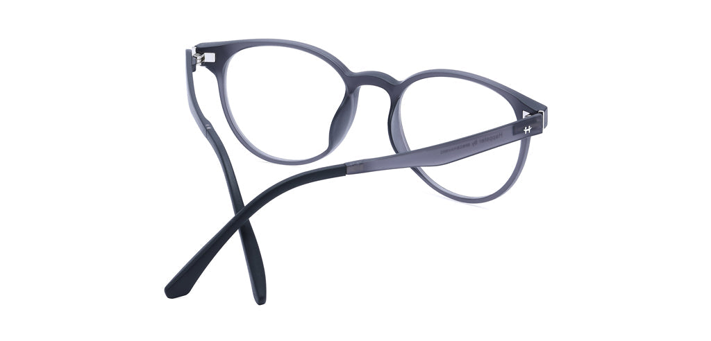 Happster Clipon Unisex Eyeglasses Full Frame Round Medium 49 TR90 SM SE2254 (5 in 1)