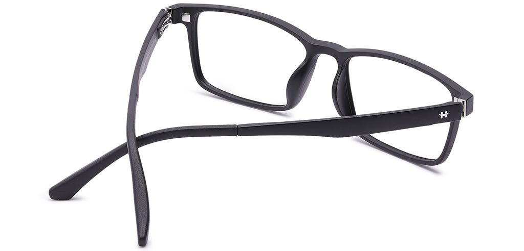 Happster Clipon Unisex Eyeglasses Full Frame Rectangle Large 53 TR90 SM SE2253 (5 in 1)