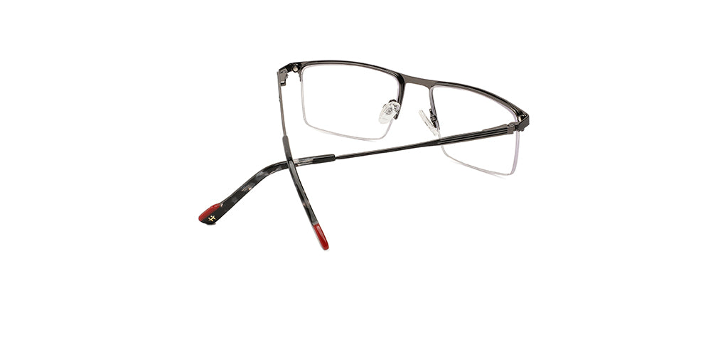 Happster Clipon Unisex Eyeglasses Half_Frame Square Large 53 Metal SM XJ5101