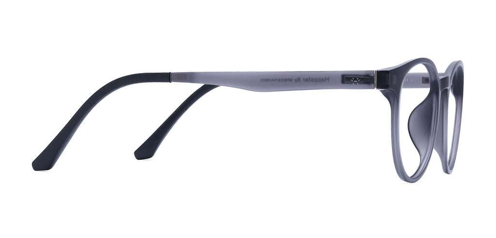 Happster Clipon Unisex Eyeglasses Full Frame Round Medium 49 TR90 SM SE2254 (5 in 1)