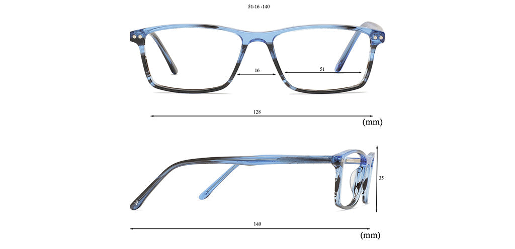 Happster Clipon Unisex Eyeglasses Full Frame Rectangle Medium 51 Acetate SM ANI2320