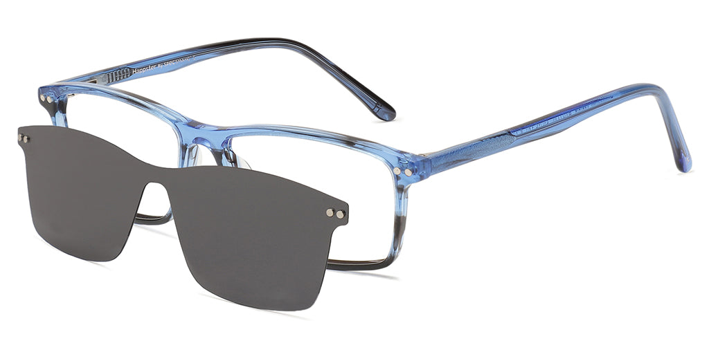 Happster Clipon Unisex Eyeglasses Full Frame Rectangle Medium 51 Acetate SM ANI2320
