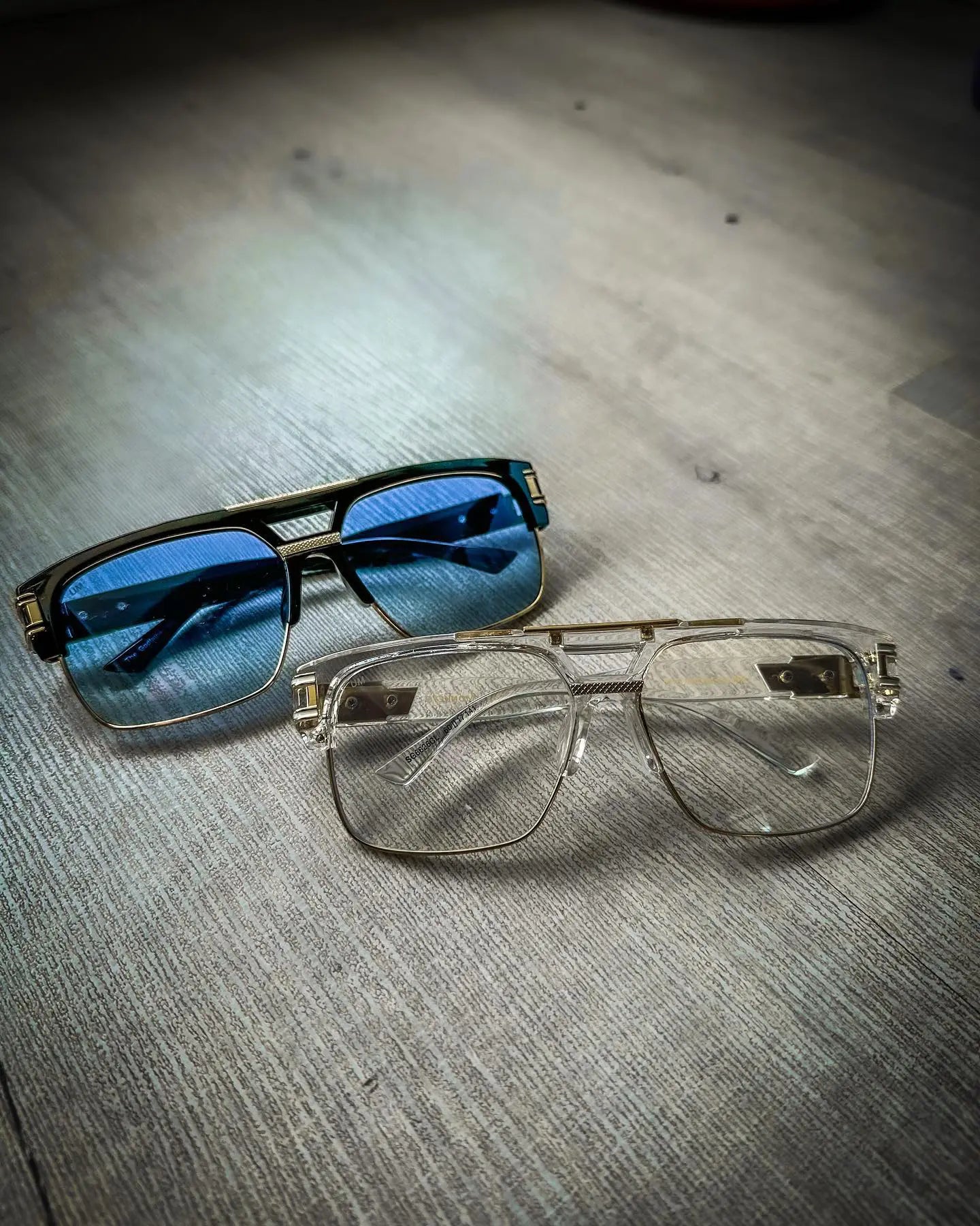 Classic Style Color Block UV400 Protection Resin Square Half Frame Men's Sunglasses