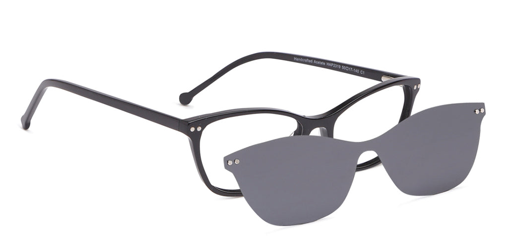Happster Clipon Women Eyeglasses Full Frame Cateye Medium 50 Acetate SM ANI2319